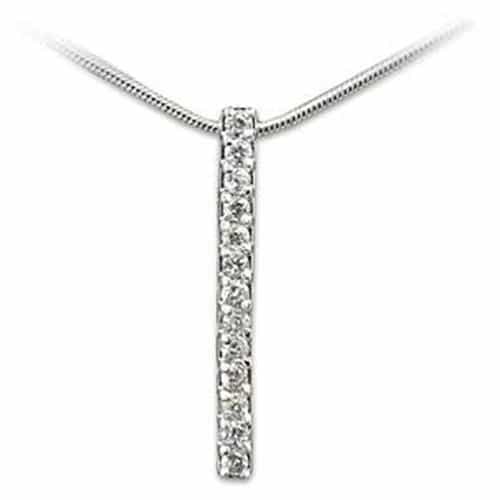 Sterling Silver CZ Letter I Initial Pendant Necklace view 1