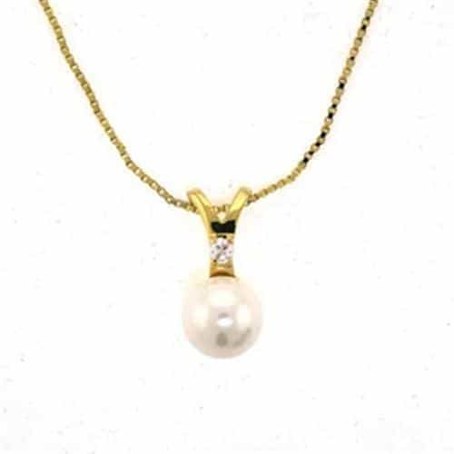 Brass Gold Pearl Drop Pendant Necklace | The Stainless Jewelry view 1