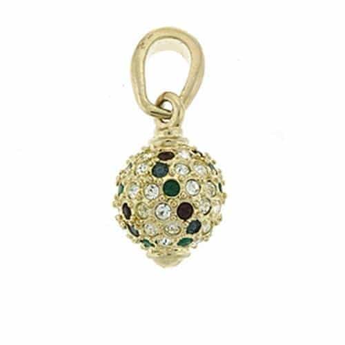 Brass Gold Multi Color CZ Cluster Ball Charm Pendant view 1