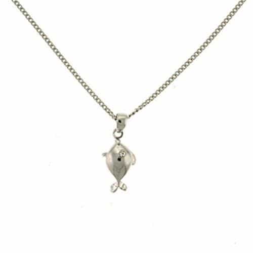 Brass Silver Penguin Charm Pendant Necklace view 1