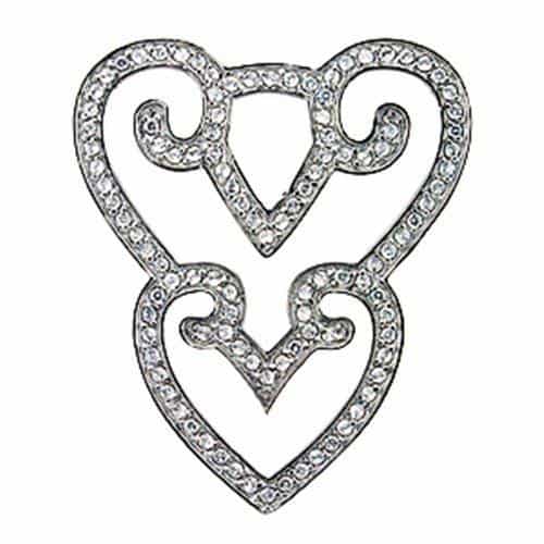 Sterling Silver CZ Double Heart Pendant | The Stainless Jewelry view 1