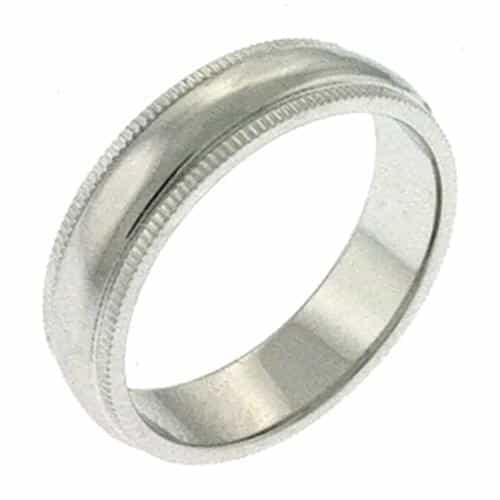 Brass Silver Milgrain Matte Wedding Band Ring view 1
