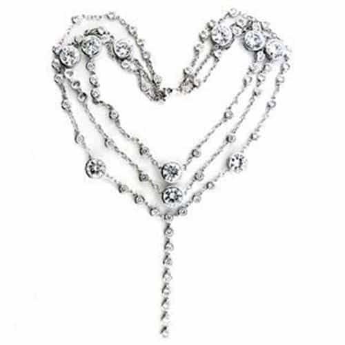 Sterling Silver CZ Bezel Lariat Drop Necklace view 1