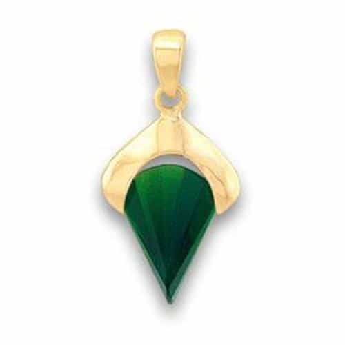Brass Gold Green Cat Eye Kite Pendant | The Stainless Jewelry view 1