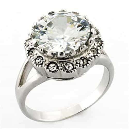 Sterling Silver CZ Round Halo Solitaire Ring view 1