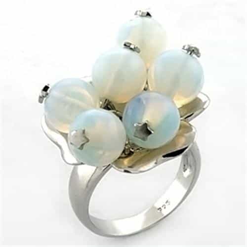 Sterling Silver Opal Bead Cluster Cocktail Ring view 1
