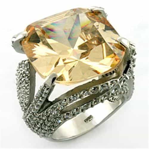 Sterling Silver Champagne CZ Cushion Halo Cocktail Ring view 2