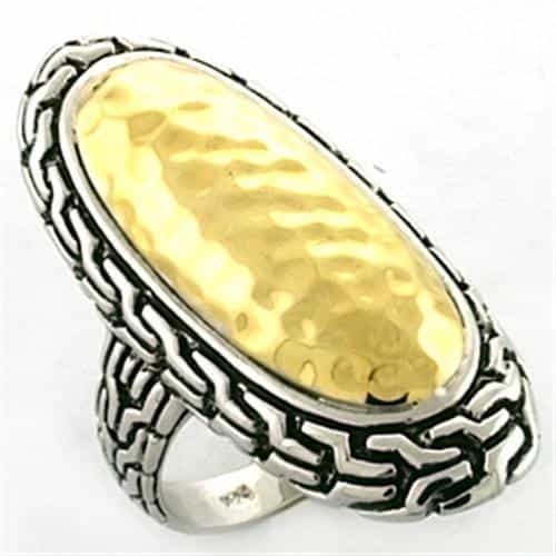 Sterling Silver Gold Hammered Oval Byzantine Band Ring view 1