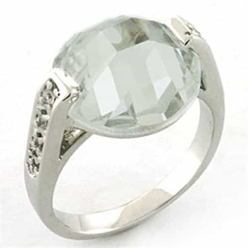 Brass Silver Clear CZ Large Pear Cocktail Ring view 2