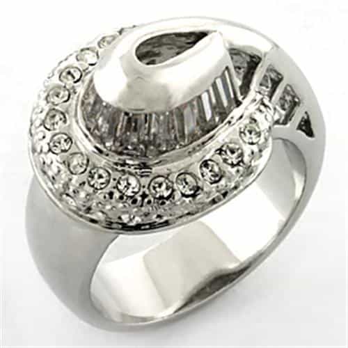 Brass Silver CZ Baguette Dome Cocktail Ring view 2