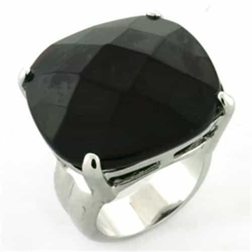 Brass Silver Black Onyx Large Cushion Solitaire Cocktail Ring view 1