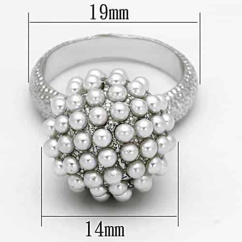 Brass Silver Pearl Cluster Dome Ring | The Stainless Jewelry view 4