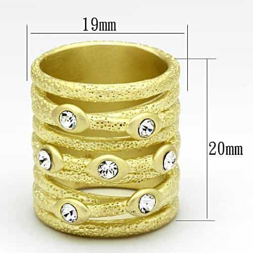 Brass Gold Matte Textured CZ Bezel Wide Band Ring view 4