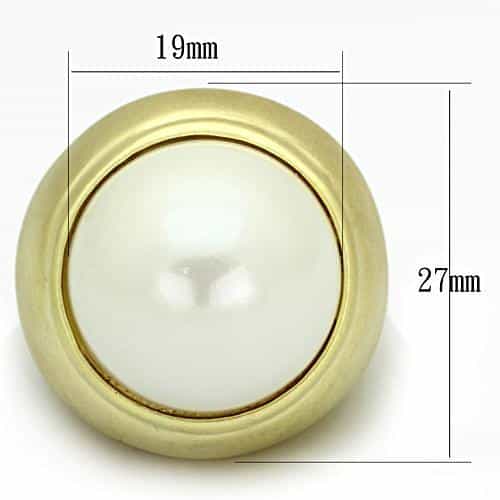 Brass Gold Matte Pearl Large Dome Cocktail Ring view 2