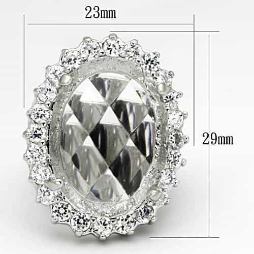 Brass Silver Clear CZ Oval Halo Cocktail Ring view 4