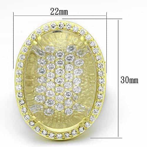 Brass Gold CZ Crystal Dome Halo Cocktail Ring view 4