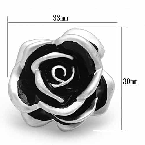 Brass Silver Black Rose Flower Cocktail Ring view 2