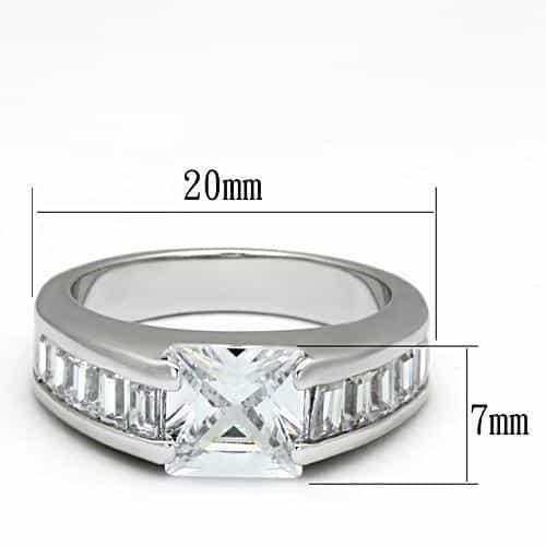 Brass Silver CZ Princess Baguette Channel Ring view 2
