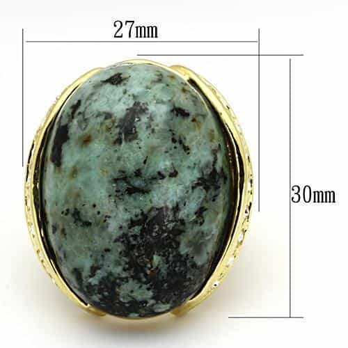 Brass Gold African Turquoise Natural Stone Dome Ring view 2