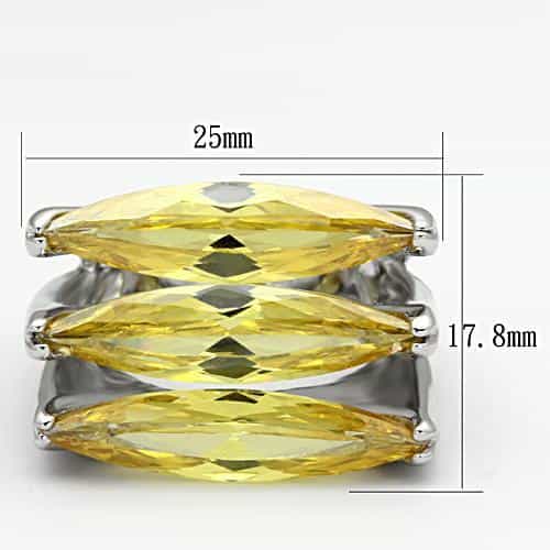 Brass Silver Yellow Citrine CZ Triple Marquise Cocktail Ring view 2