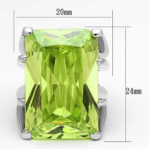 Brass Silver Peridot Green CZ Emerald Cut Solitaire Ring view 4
