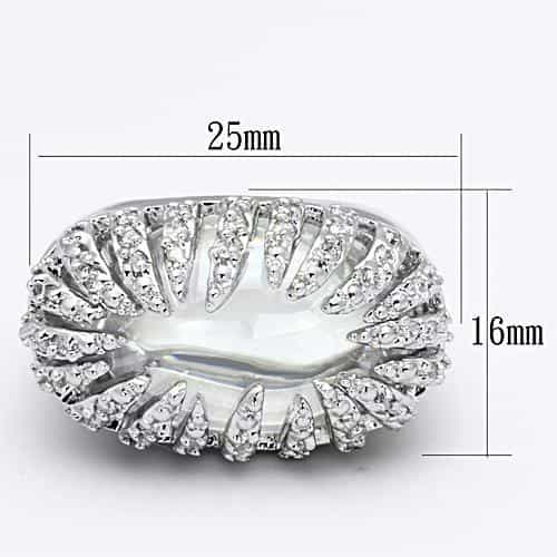 Brass Silver CZ Marquise Fan Dome Cocktail Ring view 4