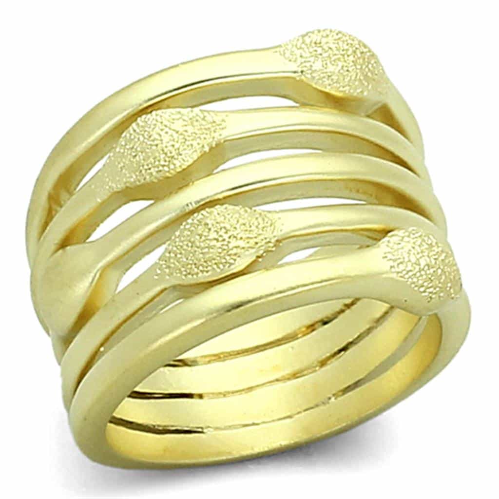 Brass Gold Matte Textured Multi Row Stacking Band Ring view 1