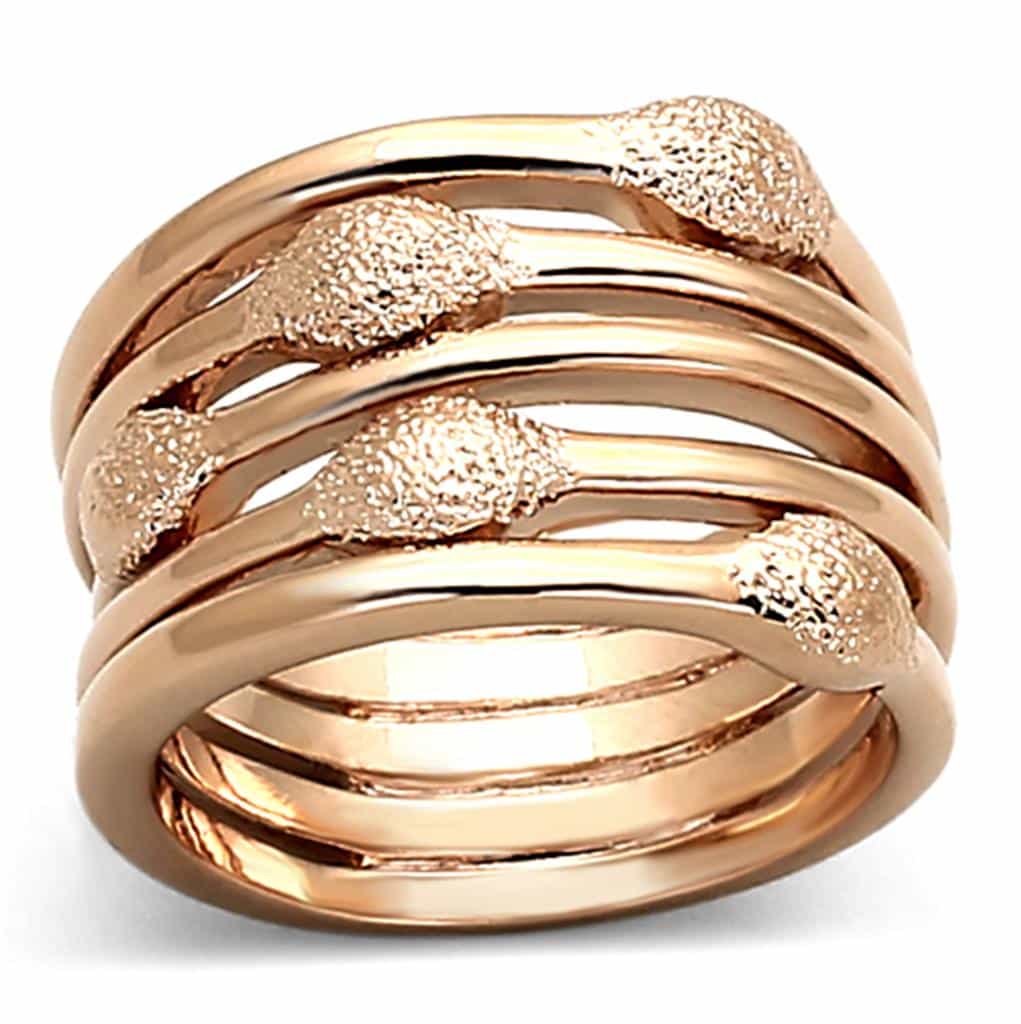 Brass Rose Gold Matte Textured Multi Row Stacking Band Ring view 1