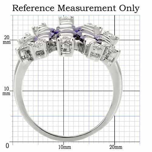 Brass Silver Amethyst Purple CZ Baguette Cluster Cocktail Ring view 2