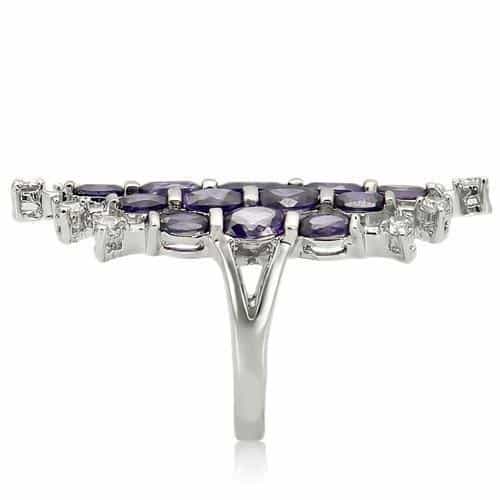 Brass Silver Amethyst Purple CZ Baguette Cluster Cocktail Ring view 10