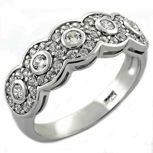 Sterling Silver CZ Bubble Bezel Band Ring | The Stainless Jewelry view 1