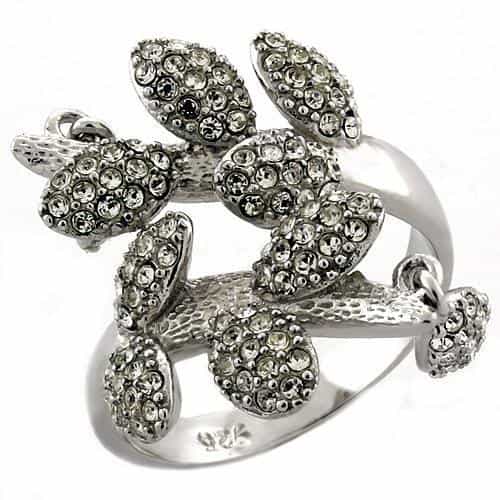 Sterling Silver Marcasite Starfish Pave Bypass Ring view 2