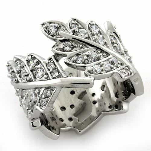 Sterling Silver CZ Leaf Branch Cluster Ring view 1