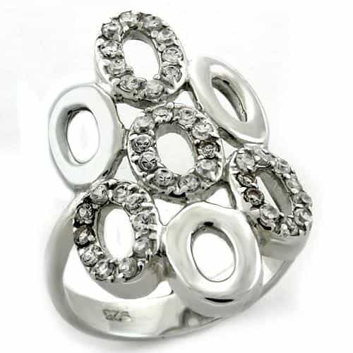Sterling Silver CZ Open Oval Loop Scroll Cocktail Ring view 2