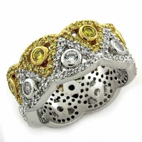 Sterling Silver Gold Yellow CZ Leopard Panther Head Cocktail Ring view 2