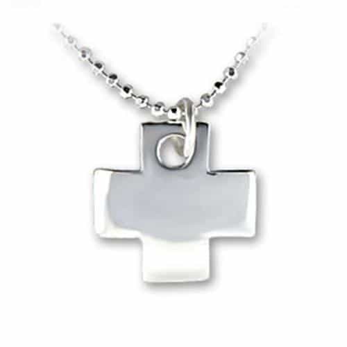 Sterling Silver Mother of Pearl Cross Pendant Necklace view 1