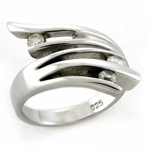 Sterling Silver CZ Open Claw Wave Cocktail Ring view 2