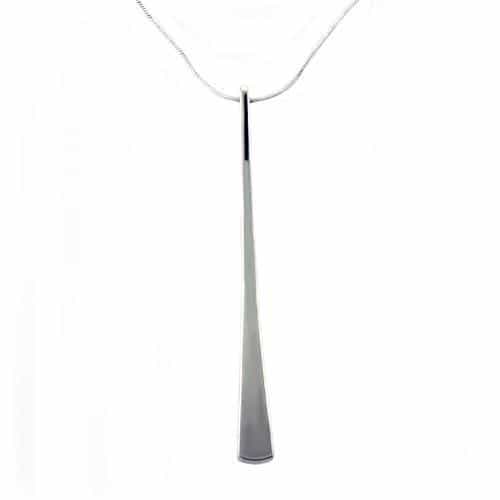 Sterling Silver Bar Tapered Pendant Chain Necklace view 1