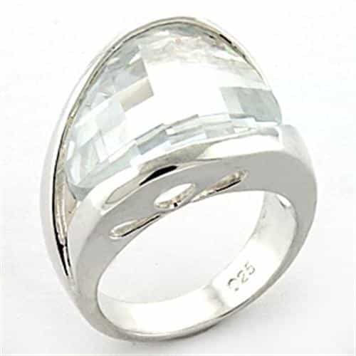 Sterling Silver Clear CZ Checkerboard Oval Dome Cocktail Ring view 2