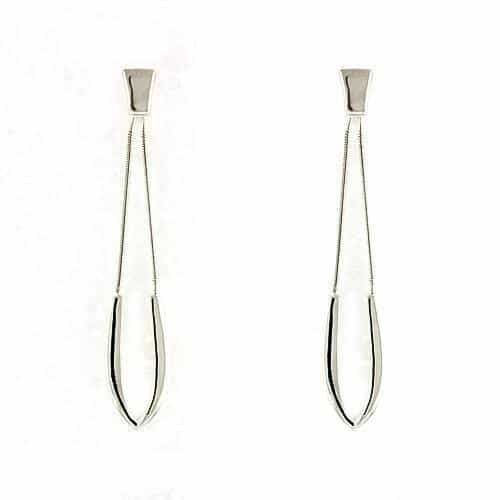 Sterling Silver Polished Tapered Bar Drop Earrings view 1