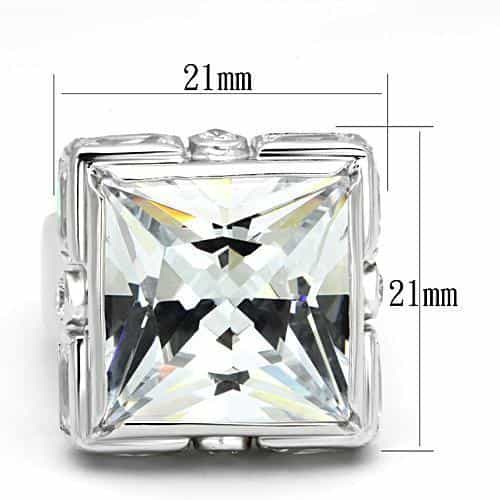 Sterling Silver CZ Princess Square Bezel Wide Band Ring view 4