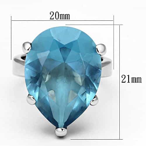 Sterling Silver Blue Topaz CZ Pear Oversized Solitaire Ring view 4