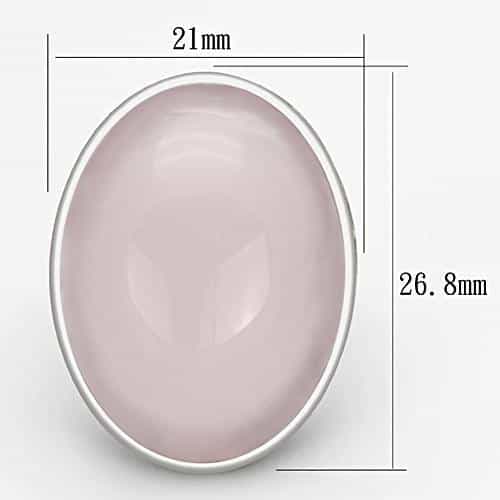 Sterling Silver Pink Rose Quartz Oval Cabochon Dome Ring view 4