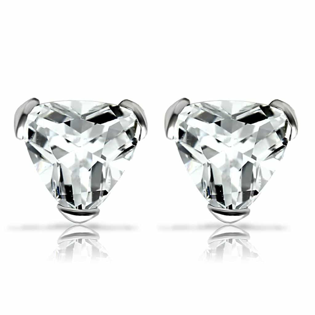 Sterling Silver CZ Heart Oversized Stud Earrings view 1