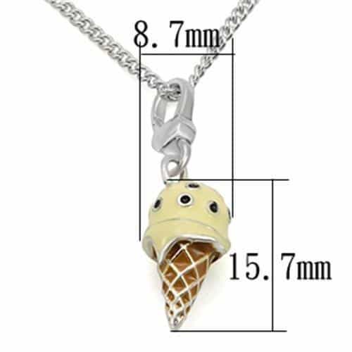 Sterling Silver Enamel Ice Cream Cone Charm Pendant view 2