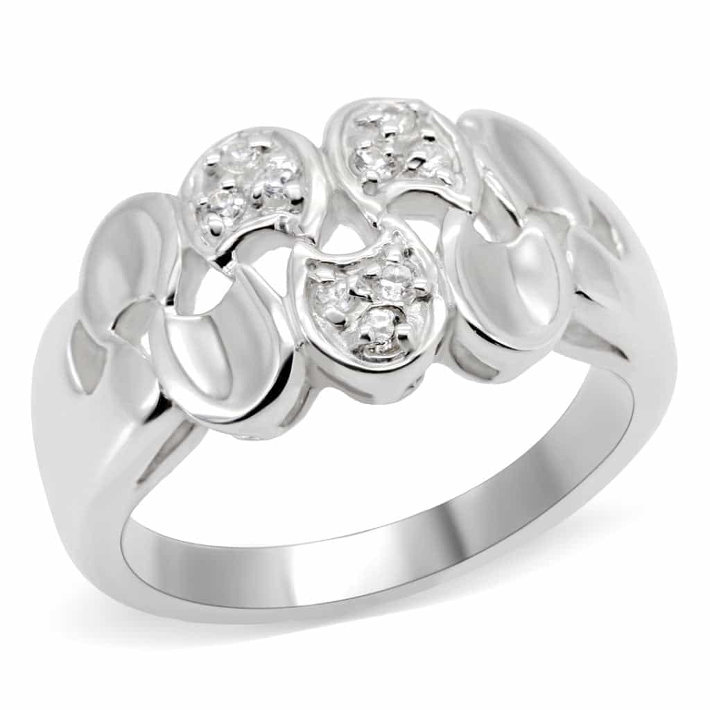 Sterling Silver CZ Circle Cluster Bubble Cocktail Ring view 1