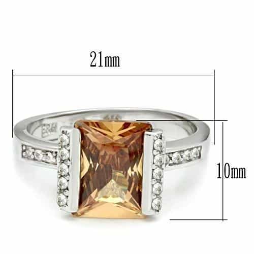 Sterling Silver Champagne CZ Princess Channel Pave Ring view 4