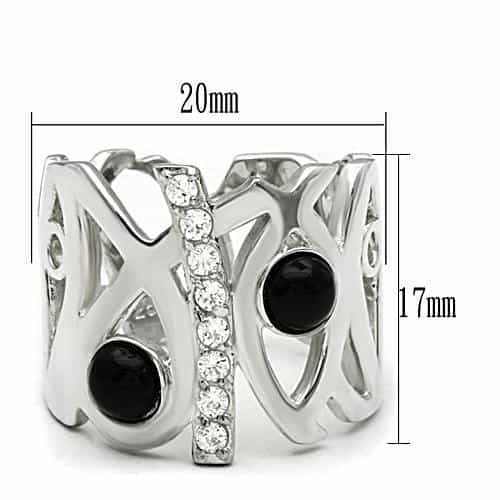 Sterling Silver Black Onyx CZ Geometric Open Work Ring view 4