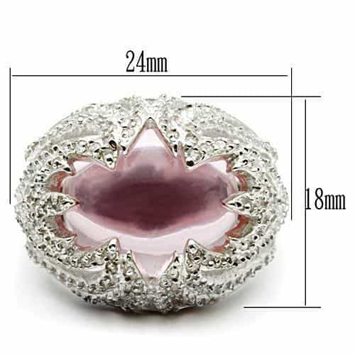 Sterling Silver Pink Rose Quartz CZ Pave Filigree Dome Ring view 4