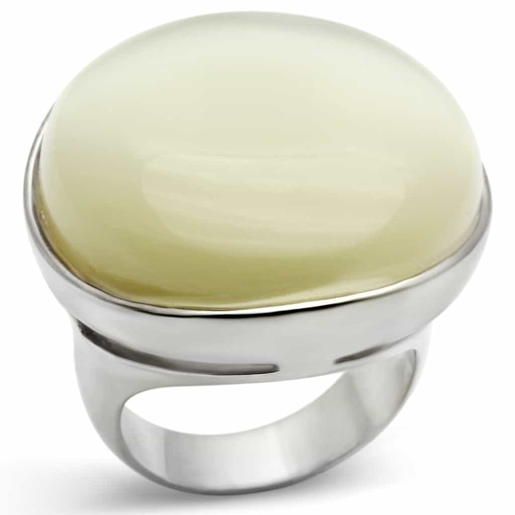Sterling Silver Ivory Cabochon Oversized Dome Cocktail Ring view 1